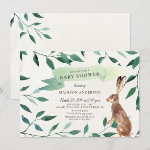 Invitation Baby shower neutre de lièvre des bois