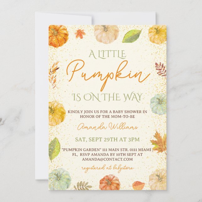 Invitation Baby shower neutre de Little Citrouille Fall (Devant)
