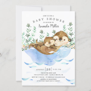 Invitation Baby shower neutre de loutres de mer adorables