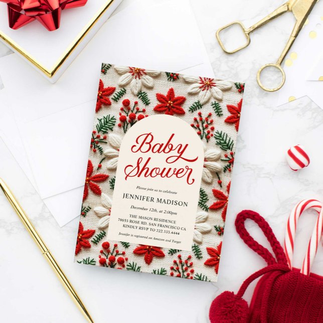 Invitation Baby shower neutre de Noël (Festive Christmas Baby Shower Invitation)