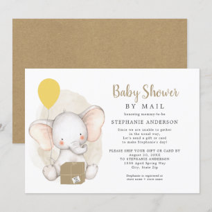 Invitation Baby shower neutre d'éléphant de genre par courrie