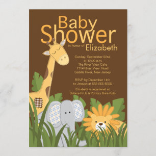 Invitation Baby shower neutre des animaux de Jungle Safari