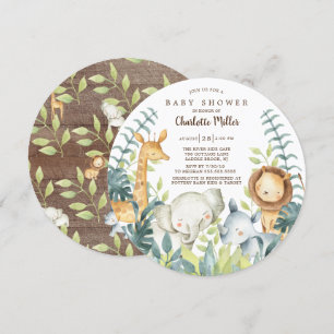 Invitation Baby shower Neutre des animaux de la jungle