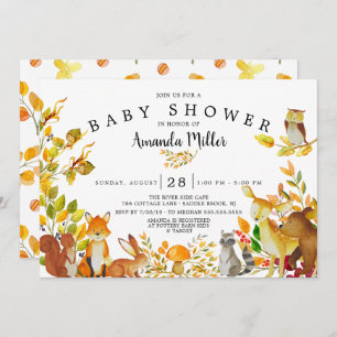 Invitation Baby shower Neutre des animaux forestiers