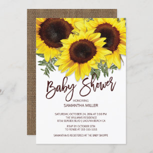 Invitation Baby shower neutre des tournesols d'automne coloré