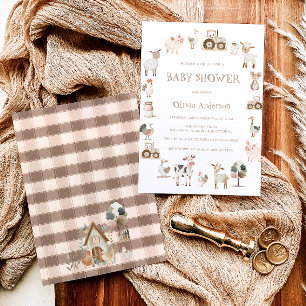 Invitation Baby shower neutre du thème de la ferme