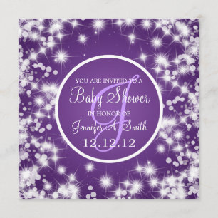 Invitation Baby shower Neutre Élégant Éclat d'hiver Purple po