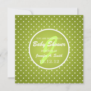 Invitation Baby shower neutre élégant Polka Dot vert