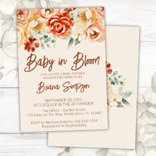 Invitation Baby shower neutre en couleur beige rouille