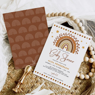 Invitation Baby shower neutre en terre cuite terre cuite Boho