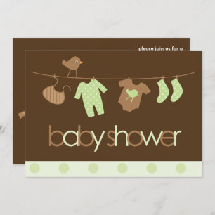 Invitation Baby shower neutre en tissu vert