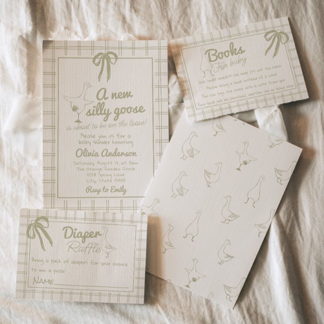 Invitation Baby shower Neutre En vichy de l'oie sotte tirée à (Créateur téléchargé)