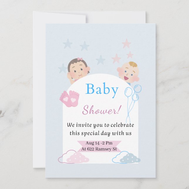 Invitation Baby shower | Neutre entre les sexes (Devant)