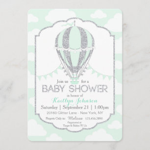 Invitation Baby shower neutre entre les sexes dans le ballon