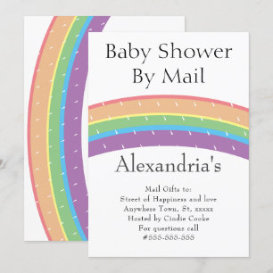 Invitation Baby shower neutre entre les sexes en arc-en-ciel