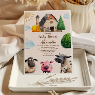 Invitation Baby shower neutre genre animal de ferme rustique