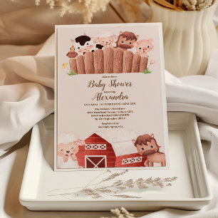 Invitation Baby shower neutre genre animal de ferme rustique