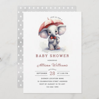 Invitation Baby shower neutre homme éléphant
