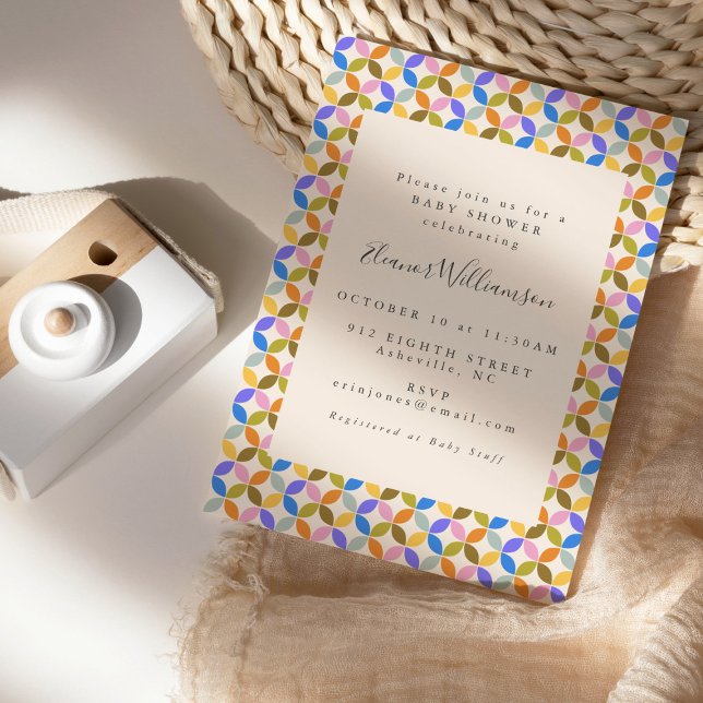 Invitation Baby shower neutre homme-femme géométrique et colo (Créateur téléchargé)