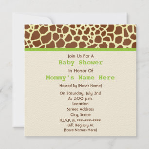 Invitation Baby shower neutre : Ours farci à la girafe