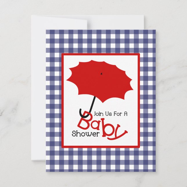 Invitation Baby shower neutre patriotique - Blanc rouge et bl (Devant)