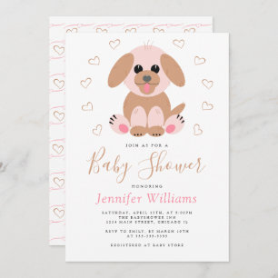 Invitation Baby shower Neutre Personnalisé Simple Chiot