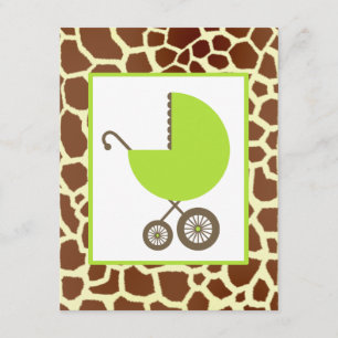 Invitation Baby shower Neutre - Porte verte et girafe Imprime