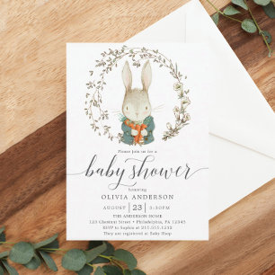 Invitation Baby shower neutre pour le sexe du lapin vintage
