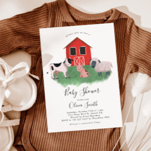 Invitation Baby shower neutre pour les animaux de ferme