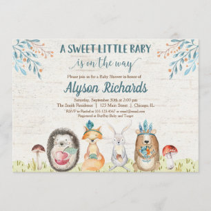 Invitation Baby shower neutre pour les animaux des bois