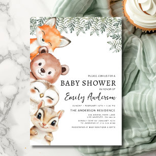 Invitation Baby shower neutre pour les animaux des bois