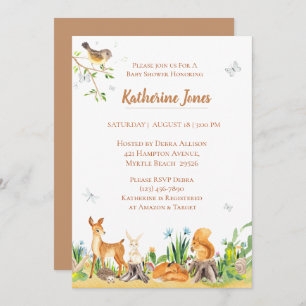 Invitation Baby shower neutre pour les animaux des bois