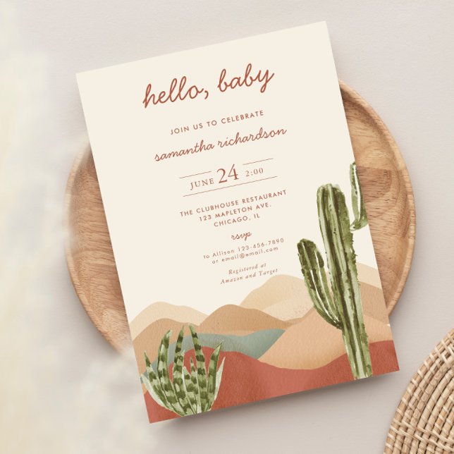 Invitation Baby shower neutre pour les cactus du désert (Créateur téléchargé)