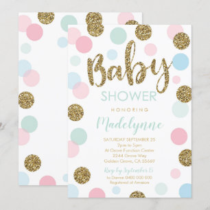 Invitation Baby shower neutre pour les femmes Confetti