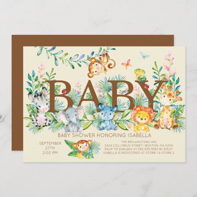 Invitation Baby shower neutre pour les femmes de l (Devant / Derrière)