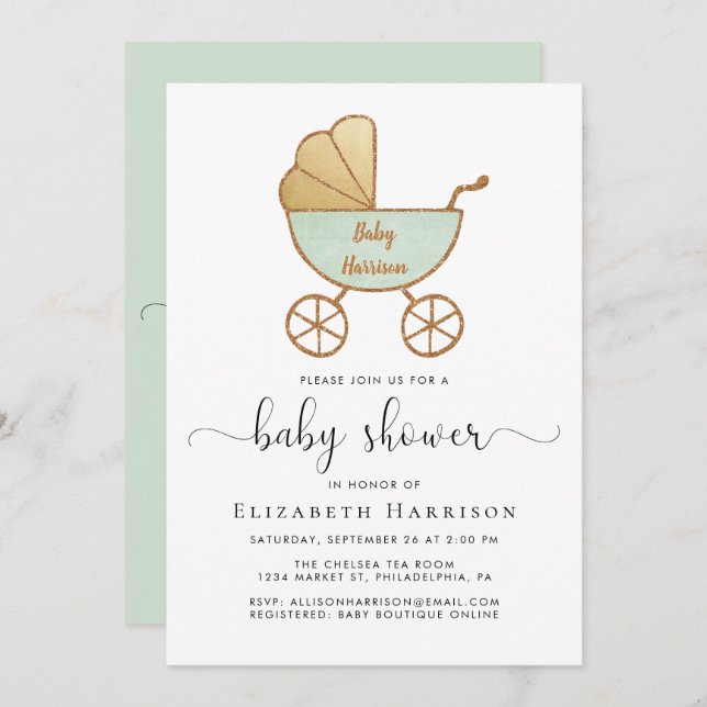 Invitation Baby shower Neutre Pour Les Sexes Avec Option Virt (Devant / Derrière)