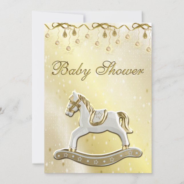 Invitation Baby shower neutre Rocking Horse (Devant)
