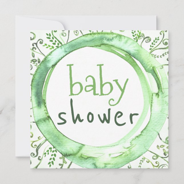 Invitation Baby shower neutre selon le sexe Verdure Aquarelle (Devant)