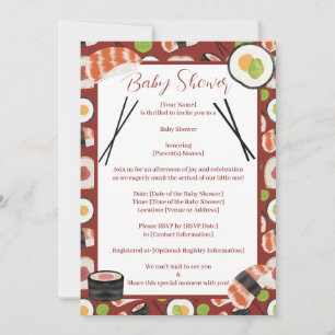 Invitation Baby shower neutre Sushi
