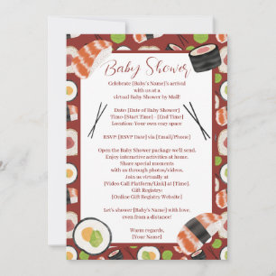 Invitation Baby shower Neutre Sushi Par Distance
