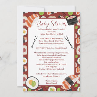 Invitation Baby shower Neutre Sushi Par Distance