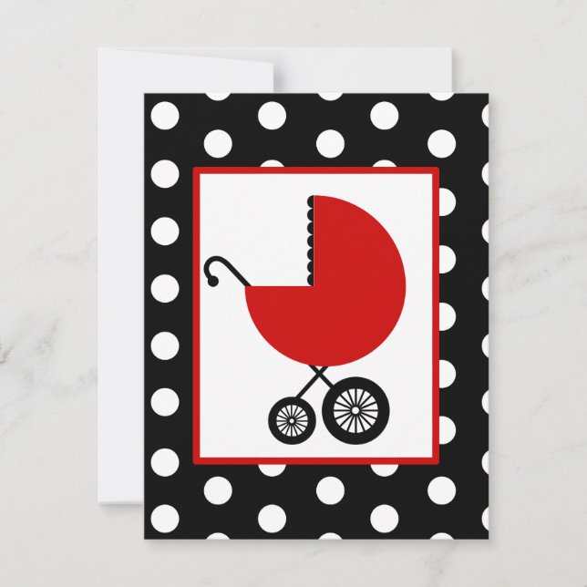 Invitation Baby shower neutre - Transport rouge et Pois (Devant)