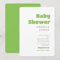 Baby shower neutre vert de chaux contemporain