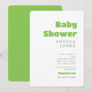 Invitation Baby shower neutre vert de chaux contemporain