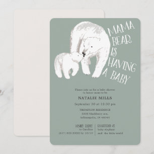 Invitation Baby shower neutre vert de Mama Bear