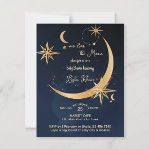 Invitation Baby shower nocturne étoilé sur la Lune