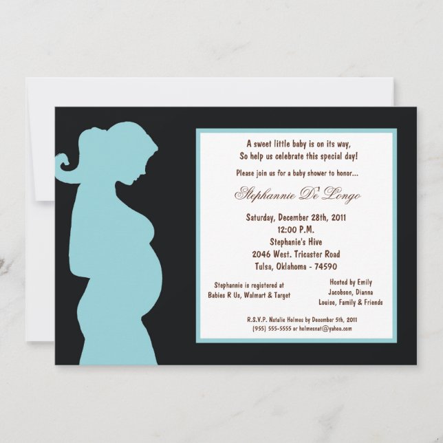 Invitation baby shower noir 5x7 (Devant)