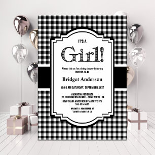 Invitation Baby shower noir blanc de Buffalo plaqué