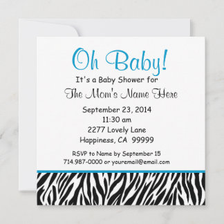 Invitation Baby shower noir blanc noir Zebra Boy S02