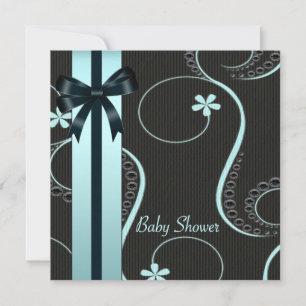 Invitation Baby shower noir bleu turquoise
